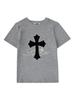 Lupeu Lace Cross Stud Slim Fit Short Sleeve Tee Gray