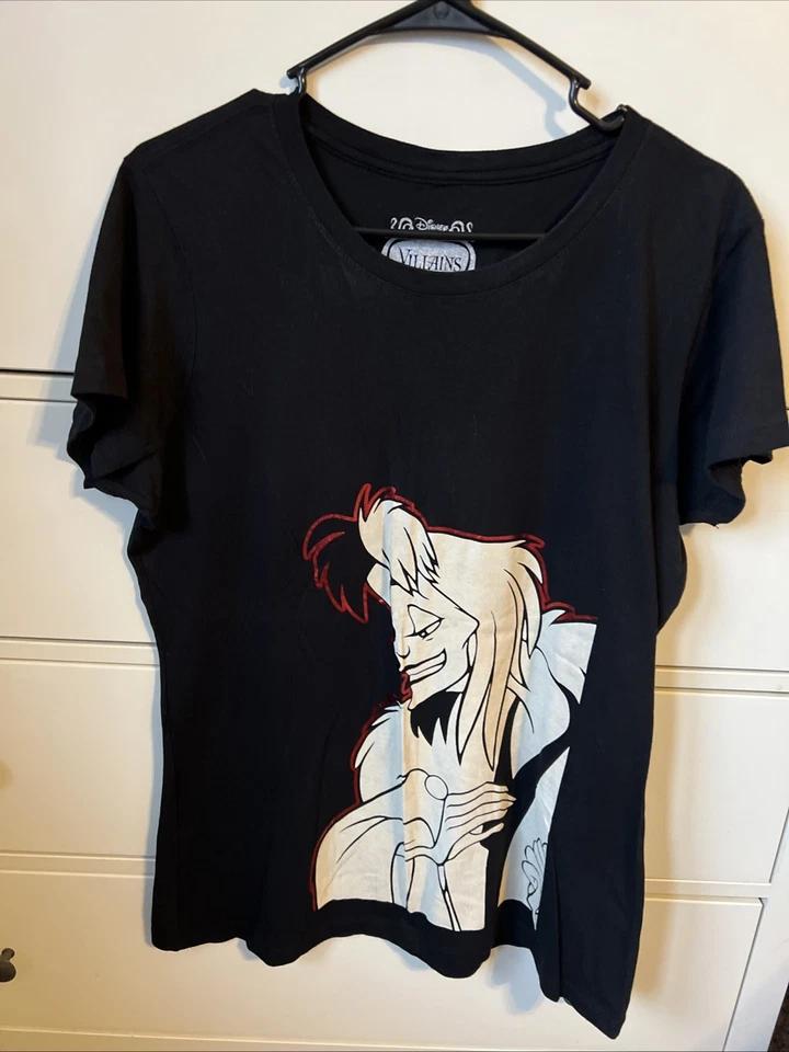 Camiseta Villanos de Disney Talla Xl Cruella de Vil Negra Manga Corta
