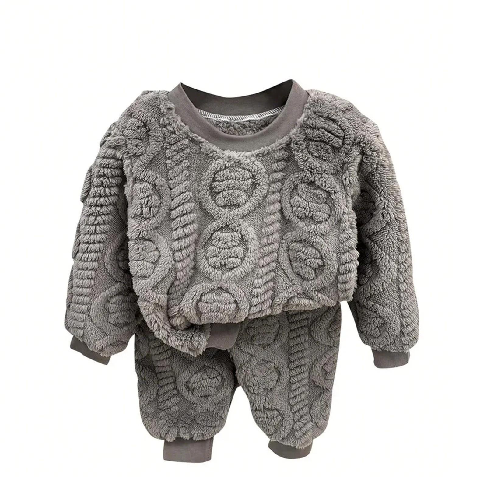 

Зимние пижамы из кораллового флиса для мальчиков и девочек, комплект из двух предметов с капюшоном и длинной юбкой 160