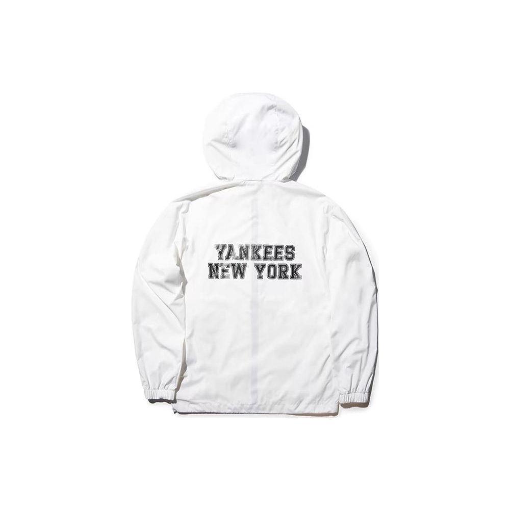 MLB New York Yankees Color Block Zip-Up Hoodie Jacket Unisex Jackets Ivory 3AWJV0743-50IVS