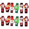 12pcs Kids Cartoon Silicone Bracelets with LED Light Christmas Themed Handchain Colorful Party Wristbands for Children