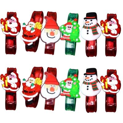 12pz Braccialetti in Silicone Cartoon per Bambini con Luce LED Catena da Mano a Tema Natalizio Colorati Braccialetti da Polso per Feste per Bambini