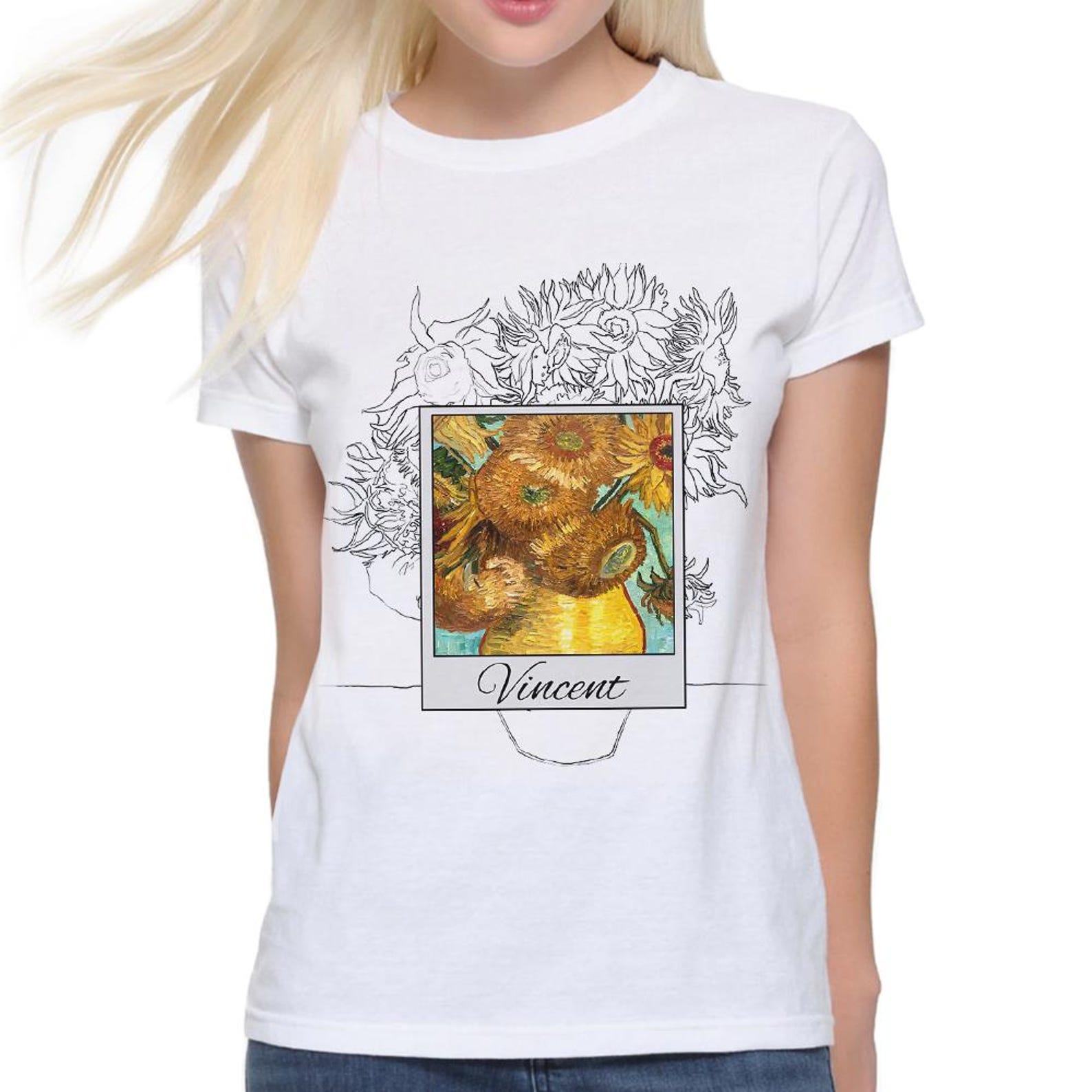Vincent van Gogh Sunflowers T-Shirt, Men s and Women s Sizes 3XL