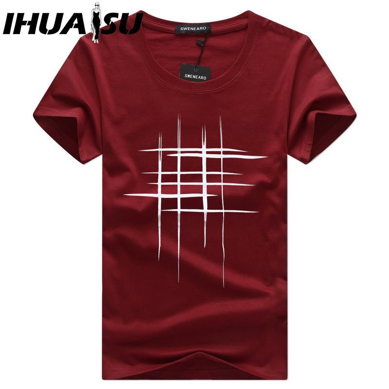 IHUASU Bavlněné tričko s krátkým rukávem Pánská móda Košile s volným polovičním rukávem Košile s potiskem