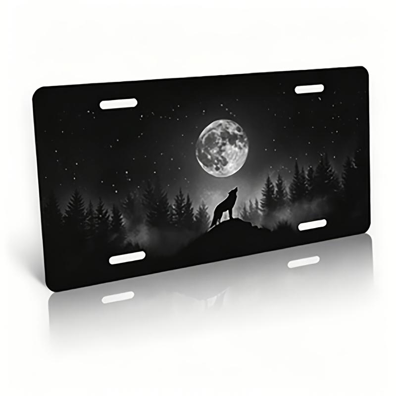 D Flat Enable D Flat Car P Car P D Plane License Plate Wolf Howling Under The Moon License Plate Cover X Male An