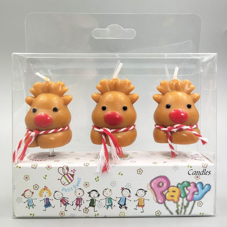 

Christmas Cartoon Three-dimensional Cute Elk Shape Birthday Candle Cake Party Baking Decoration Parboon Deer Candle