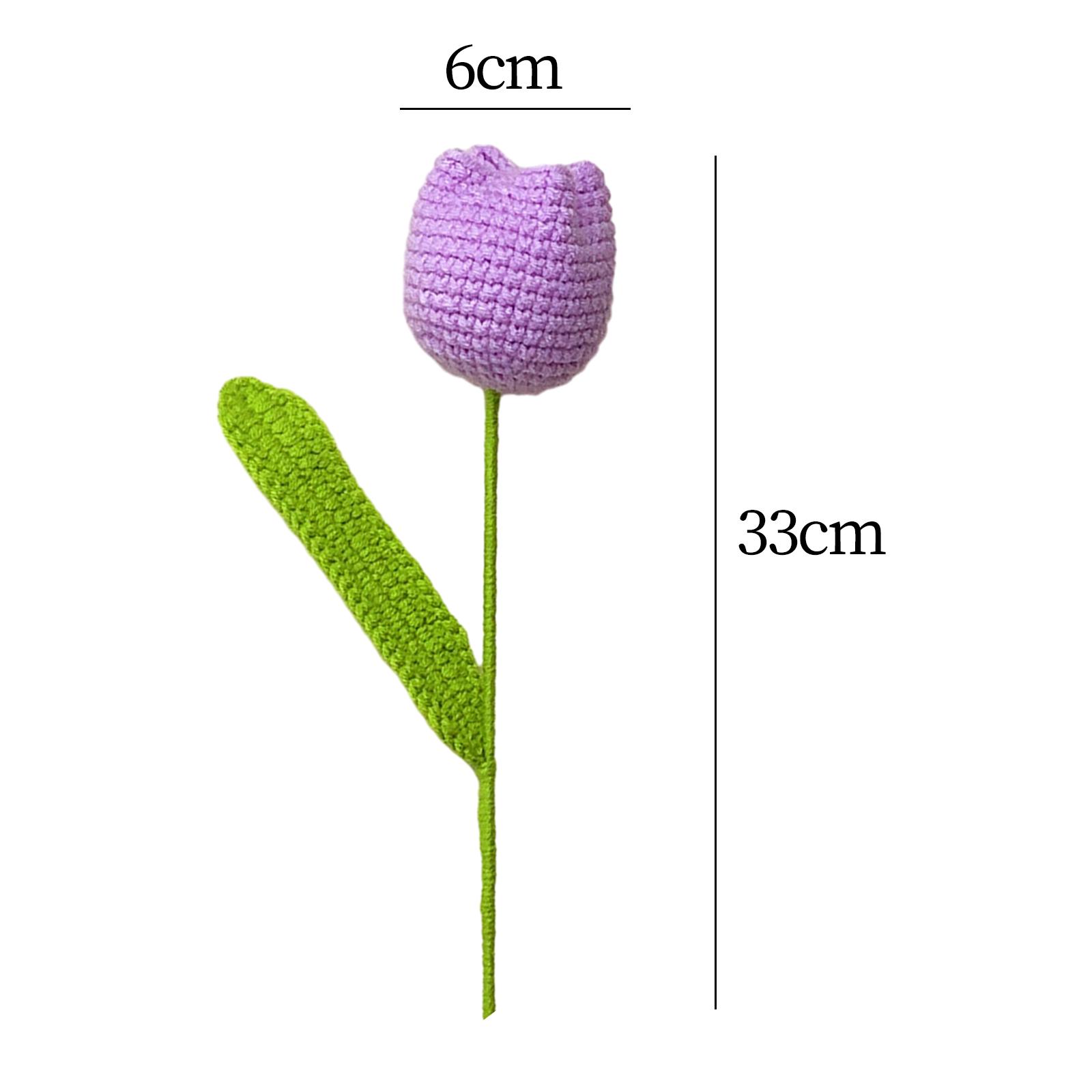 

Crochet Tulip Flower Artificial Flower Knitted Tulip Mother Day Gift for Girlfriend Wedding Valentine Anniversary Home Decor Фіолетовий