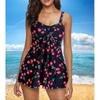 Plus Size Conservative High-Waist Swimwear - Slimming Split Swimsuit for Women