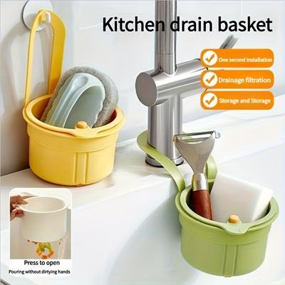 Quick-Drain Wall-Mounted Sink Basket Detachable Openable Cover Kitchen Food Waste Filter Multifunctional Fruit Cleaning Strainer