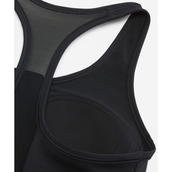 Nike Sutiã esportivo Dri-Fit de suporte médio Swoosh com zíper frontal Sutiã esportivo feminino preto FN2732-010