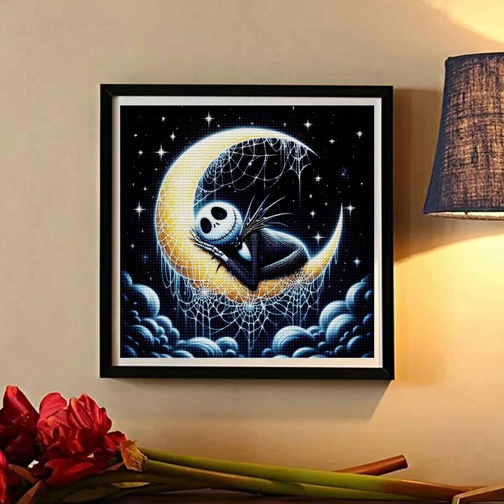 5D DIY Diamond Painting Decorative Skeleton and The Moon Full Round Drill Scenery Diamond Embroidery Cross Stitch Kits Home Decor Gift