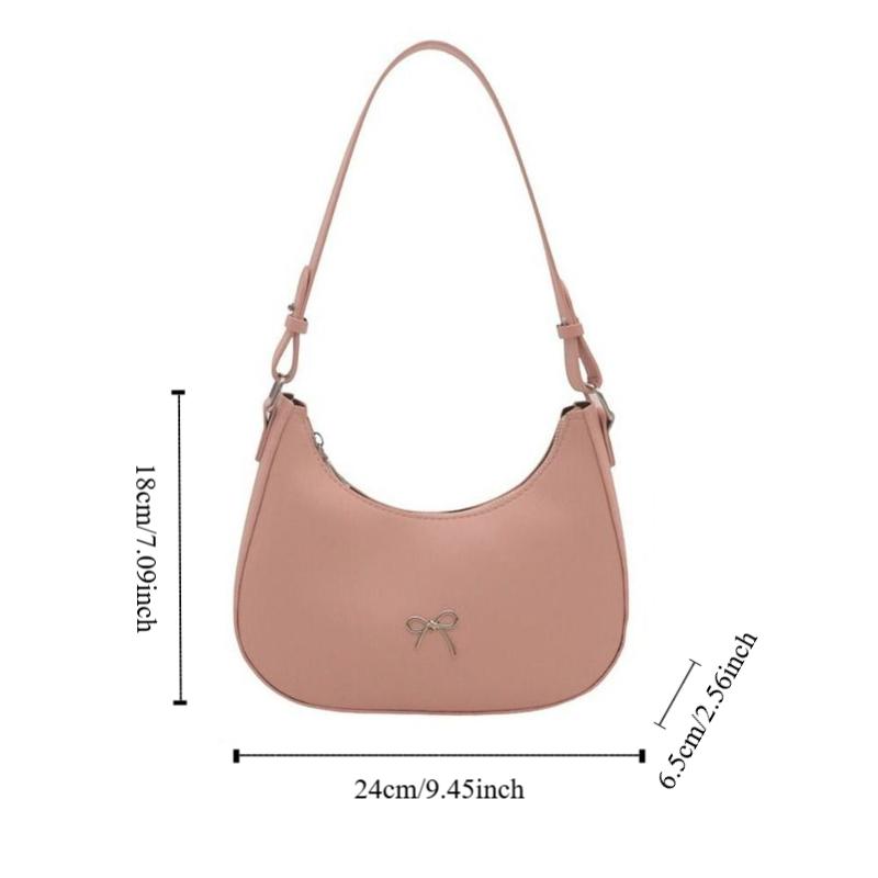 Jednobarevná kabelka do podpaží s mašlí z umělé kůže, kabelka Y2K, moderní kabelka s mašlí z podpaží pro ženy.