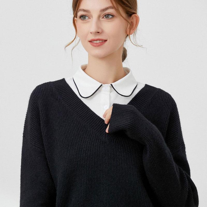 Perfect Match Women'S Fake Collar Chiffon Detachable Dickey Collar Half Shirts Blouse Black Edge Faux False Collar For Women
