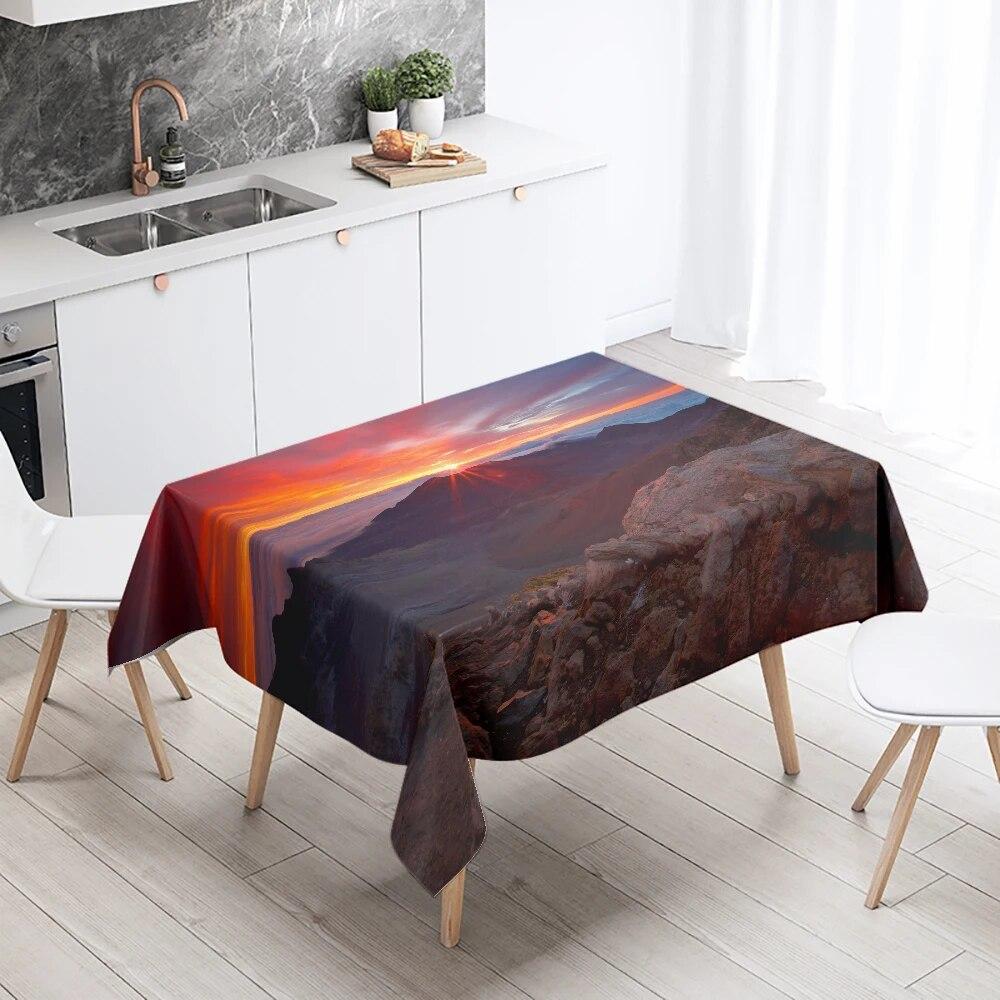 Natural World Landscape Tablecloth Camping  Waterproof Rectangular  Restaurant Table Home Decor