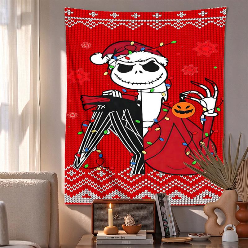 Nightmare Christmas Pattern Tapestry Wall Hanging Boho Aesthetic Wall Blanket For Bedroom Living Room Dorm Home Wall Decor 1012596