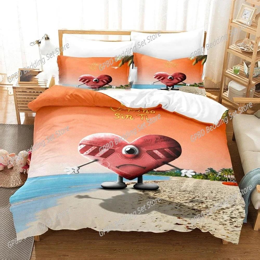

3D Print Bad Bunny Bedding Set 3D Printed Suitable For Bedroom Duvet Cover Set With Pillowcases Kids Home Textile EU Single(135*200cm)3pcs