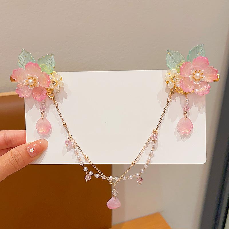 Acessórios de Cabelo Hanfu de Estilo Antigo: Adorno de Cabeça Infantil com Corrente de Testa, Franja e Design de Fada Princesa