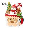 Christmas Party Supplies Wooden Cart Tabletop Decorations, Xmas Figurine Ornament with Snowman Winter Theme Decorations Elk Penguin, Festive