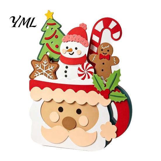 Christmas Party Supplies Wooden Cart Tabletop Decorations, Xmas Figurine Ornament with Snowman Winter Theme Decorations Elk Penguin, Festive