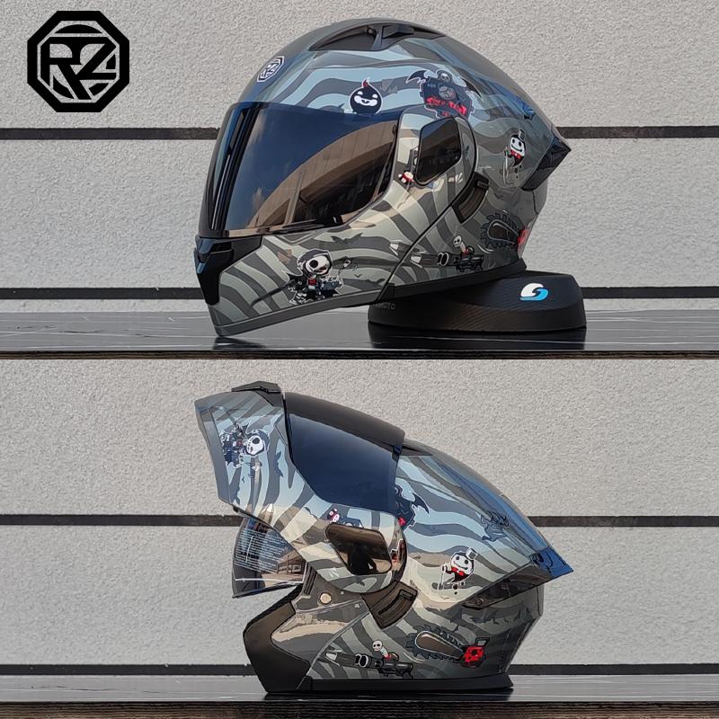 ORZ Personalised Motorcycle Full Face Helmet Men Women Fashion Dual Lens Helmets Motocross Racing Modular Flip Up Casco Moto