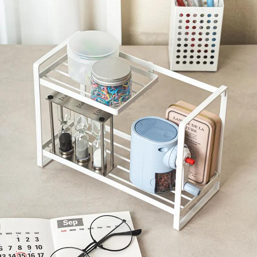 2-Tier Kitchen Shelf (22x9.5x16cm) White