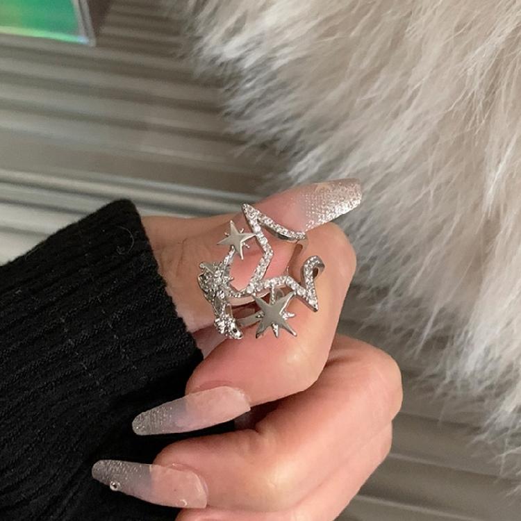 Dainty Adjustable Copper Star Ring With Sparkling Zircon Stone Elegant Jewelry For Fashion Forward Women