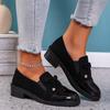Damen Modische Flache Schuhe 2026, Frühling/Herbst Arbeits Chunky Heel Schleife, Große Größen, Europäischer & Amerikanischer Stil.