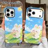 Phone Case: 2D Flat Suitable for iPhone 18 17 16 15 14 13 Pro Film Protective Case, Couple Style, Little White Rabbit with Bouquet, Christmas and Hall