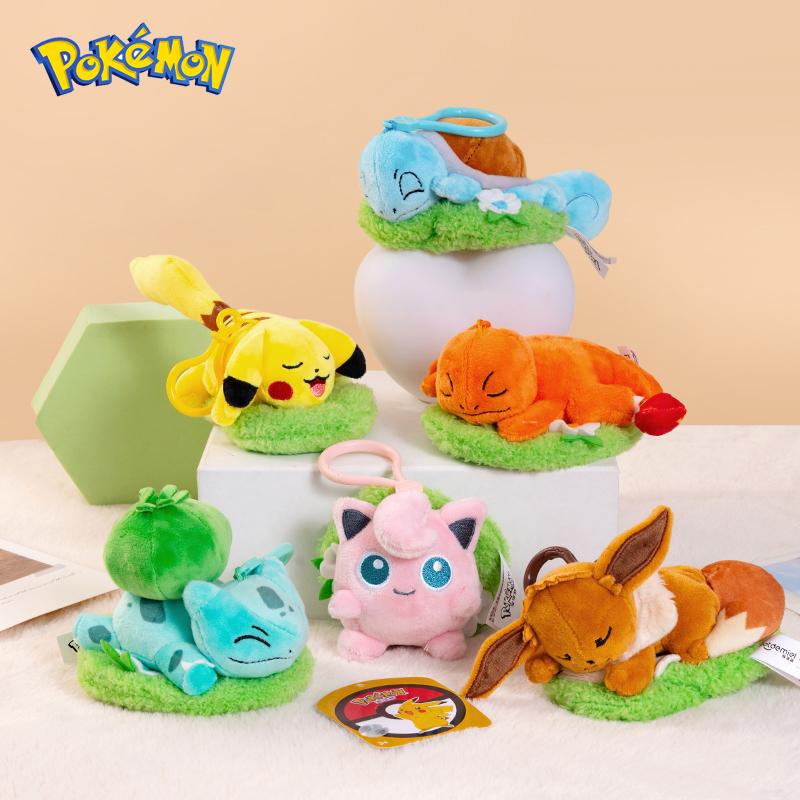Snorlax Pikachu Eevee Jigglypuff Bulbasaur Keychain Plush Toy Cartoon & Cute Backpack Pendant Children's Gift