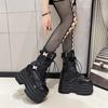 13CM Ultra-high Women's Platform Boots High Quality Leather Thick Sole Short Boots Retro Design Punk Lady Ankle Boot Botas Mujer
