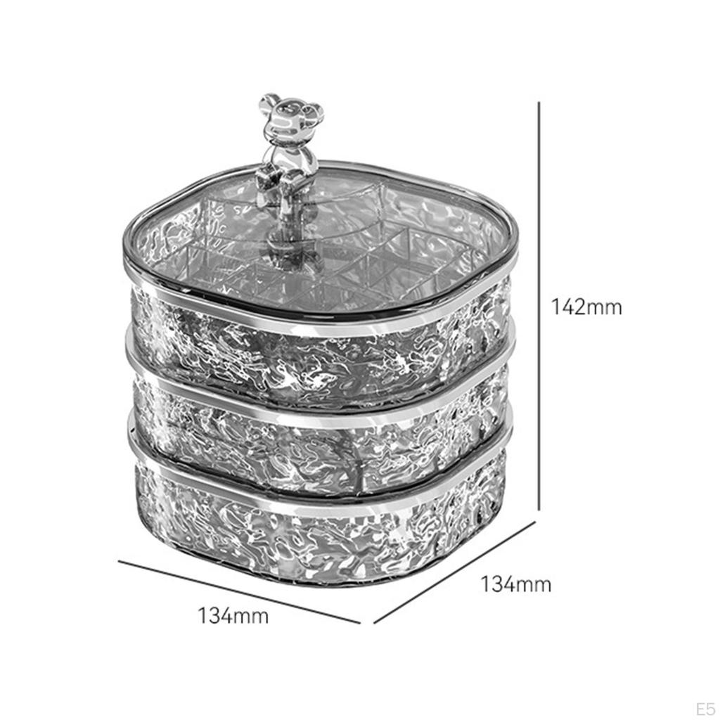 Rotating Jewelry Box Earrings Holder 360° Rotation Trendy 3 Layer Organizer Tray