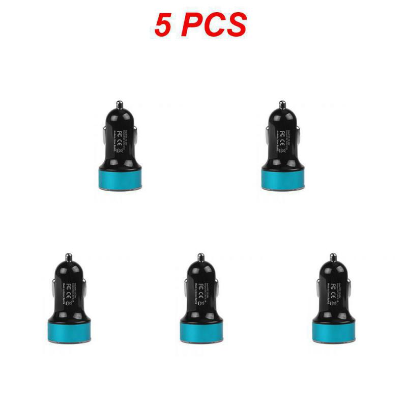 2~5PCS Auto Vehicle Car Dual USB Car Charger QC 3.0 Fast Charging Adapter Cigarette Lighter LED Voltmeter For All Mobile Phone