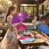 Photography Solid Color Folding Hand Fan Vibrant Decorative Dance Fan Handheld Classic Fan Dance Performance
