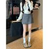 Elegant High-Waisted Black Wool A-line Glitter Skirt for Women - Autumn Slimming Hip-Hugging Design