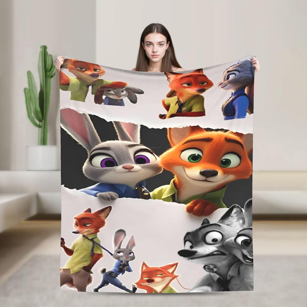 Zootopia Blankets Fleece Textile Decor Judy Hopps Nick Wilde Breathable Super Warm Throw Blankets for Sofa Office Quilt