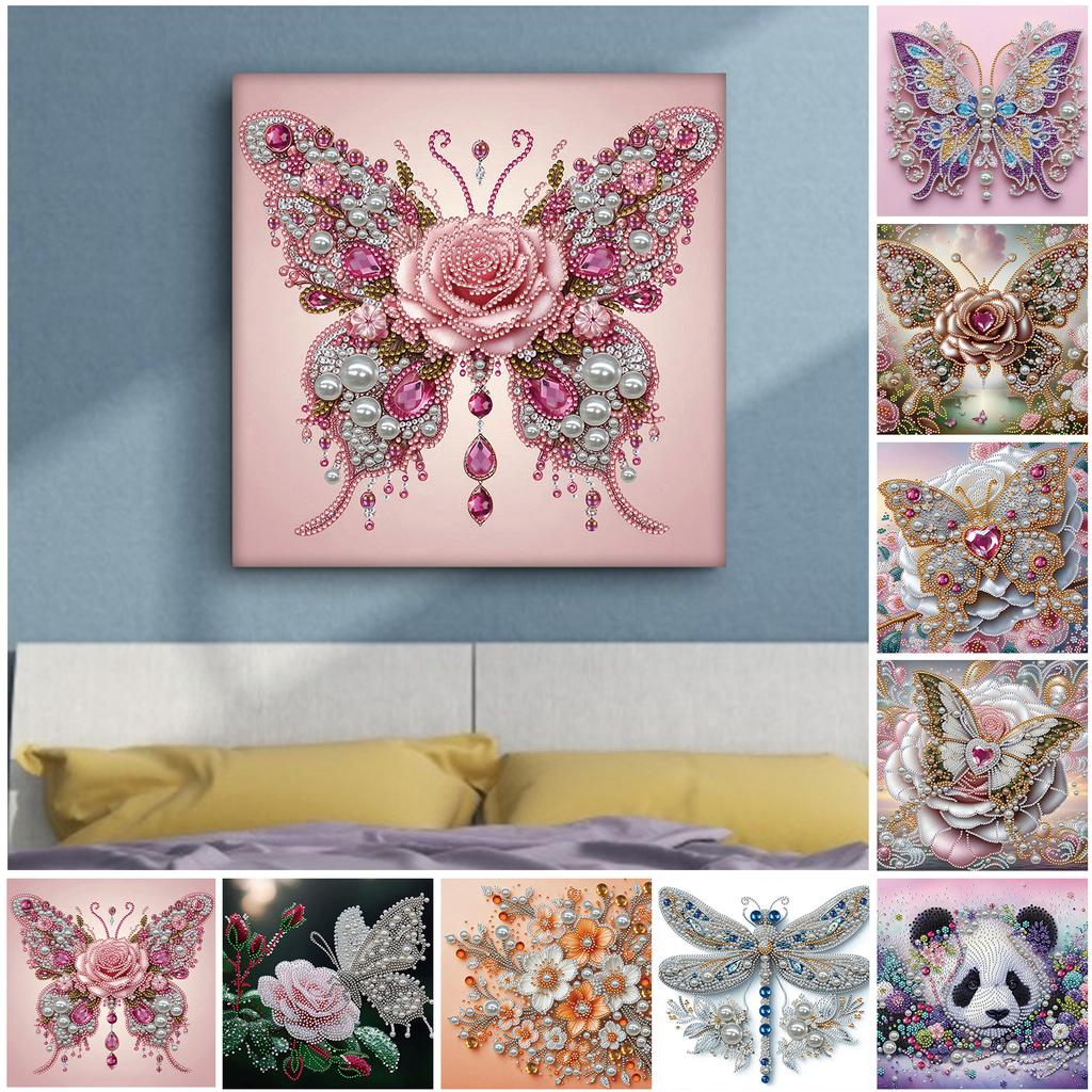 Diamond Dots Pearl Gem Painting with Frame 9.84x9.84in DIY Pearl Art Painting Set for Adults & Beginners Home Wall Decor