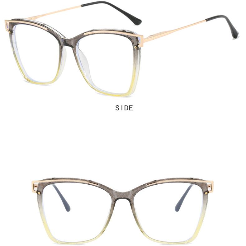 Women's metal large frame hollow TR90 glasses frame Fashionable personality plain makeup anti-blue light glasses