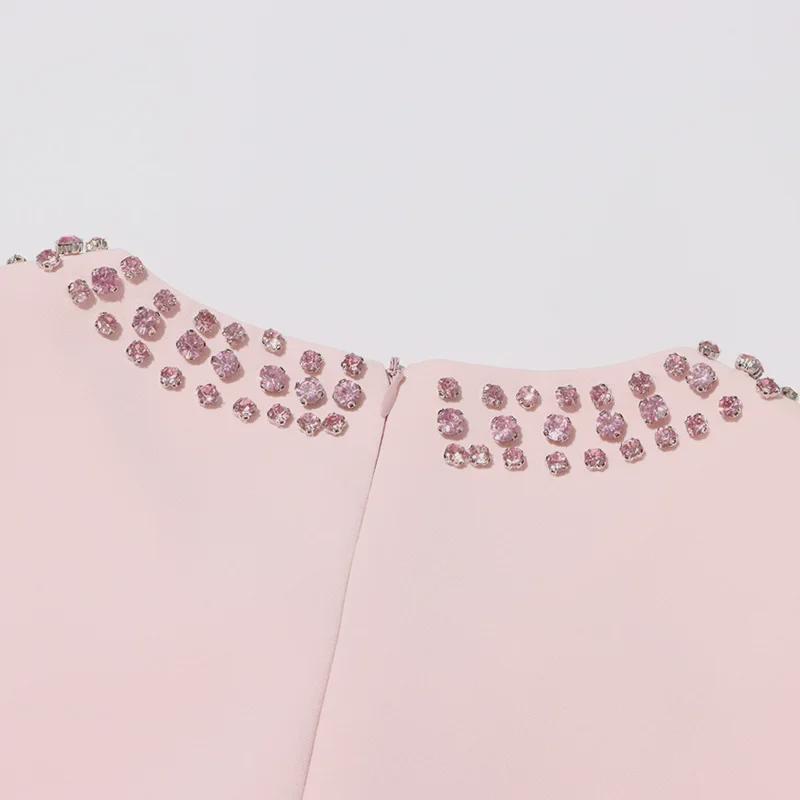 2025 Jarní Vysoce Kvalitní Šaty s Dlouhou Sukní Zdobené Diamanty s Mašlí a Vysokým Pasem