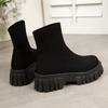 Fashion Fashion Black Slip On Platform Boots for Women Thick Sole Knitting Ankle Boots Woman Spring Autumn Comfort Non Slip Sock Booties