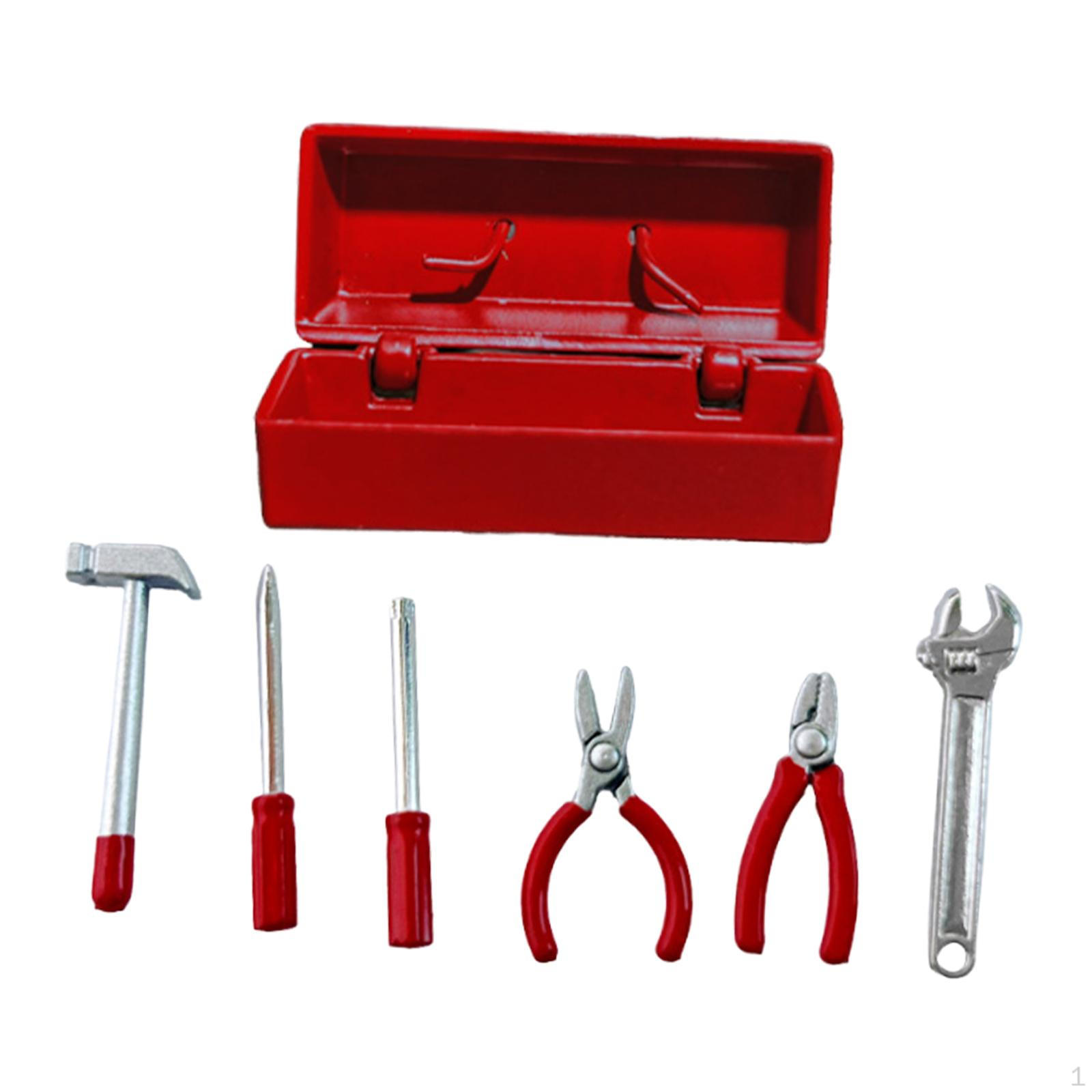 

Dollhouse Repair Tools Box Mini DIY Collections Simulated Red Case