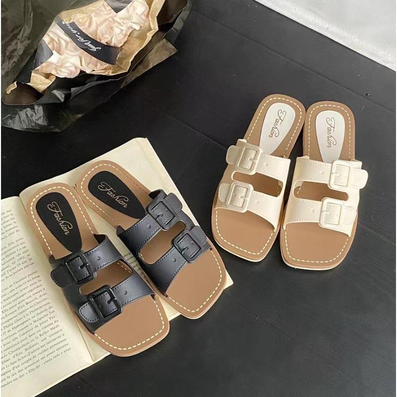 New Slippers Women's Summer Wear Fashion Non-slip One-word Drag Cool Slippers Explosion