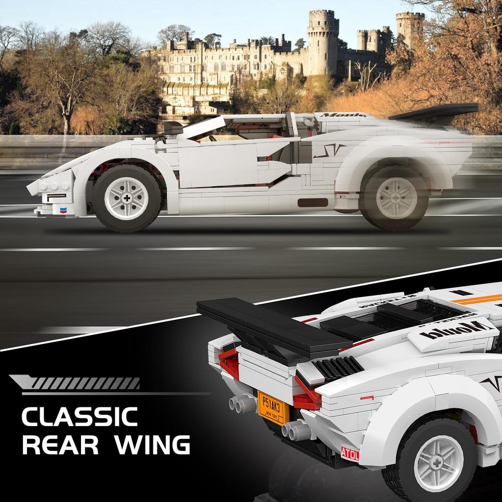 Mould King 10045 MOC Technology Car Model, Creativity Technology Sports Car Cabrio Auto Model Auto Setting Display (1349 Pieces) Clamp Bone Kit