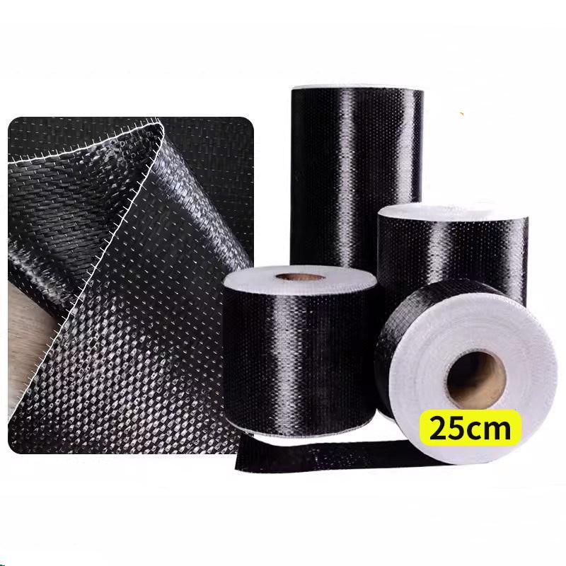 Tessuto in Fibra di Carbonio UD 12K 200gsm, Tessuto Unidirezionale per Riparazione Fessure Lastre di Cemento, Rinforzo Strutturale di Ponti