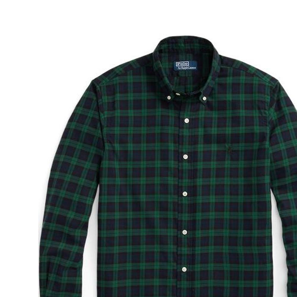 Polo Ralph Lauren FW22 Plaid Print Button-Down Long Sleeve Shirt Men shirts Green MNPOWOV16822616-999