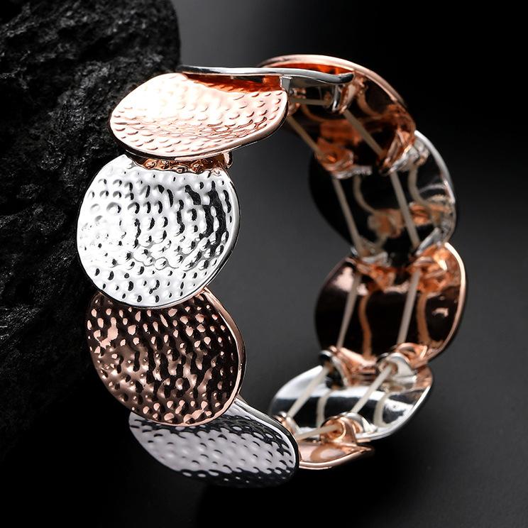 

Новый ретро геометрический контрастный дисковый браслет, позолоченный, серебряный экологически чистый сплав, соединенный эластичной веревкой