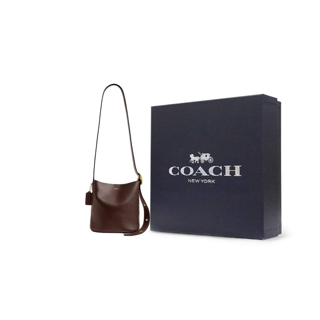 Coach Bleecker 21 Logo-geprägtes Leder-Eimerbeutel Damen-Taschen Ahorn-Braun CCX07-B4MPL
