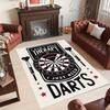 Vintage Teppich mit Dart-Thema und dem Slogan „I Just Need Darts“, Rutschfeste Matte für Wohnzimmer, Spielzimmer, Kneipe, Lustiger Sport-Dekor-Teppich