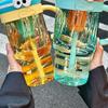 Silicone Straw Cup Large Capacity Water Bottle with Handle Multipurpose Beverage Container Portable Girls Drinkware