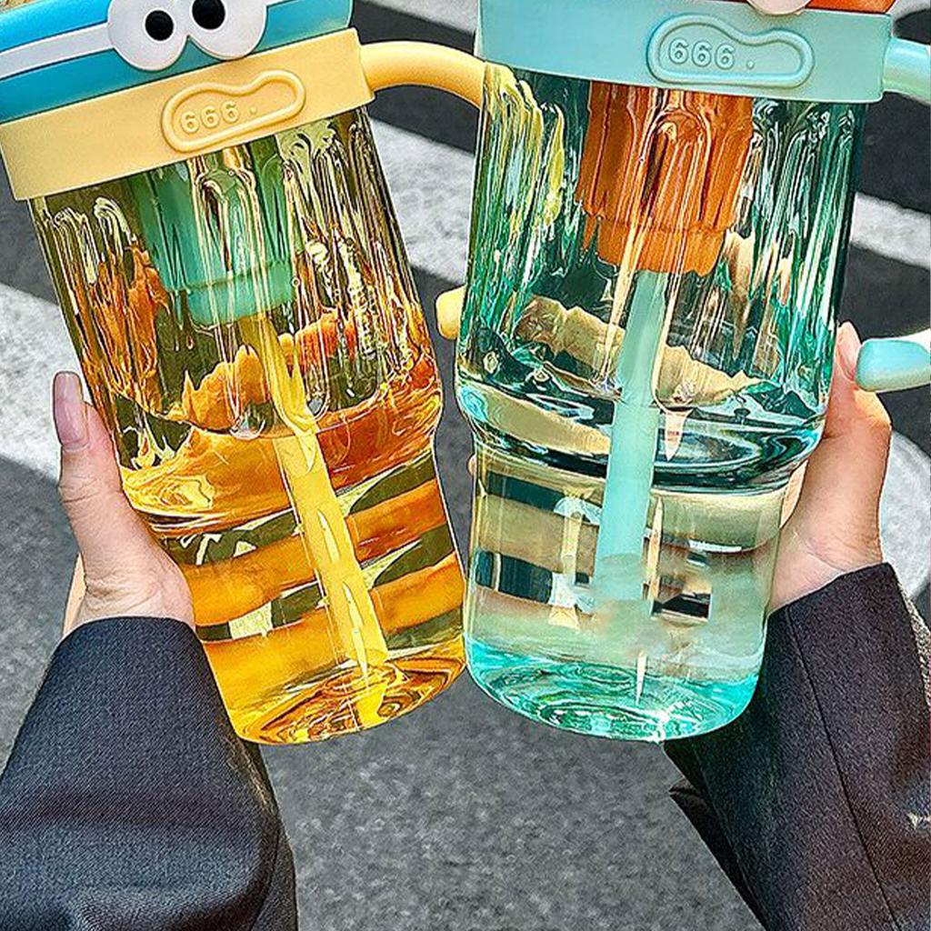 Silicone Straw Cup Large Capacity Water Bottle with Handle Multipurpose Beverage Container Portable Girls Drinkware