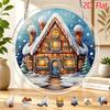 2D Flat Acrylic Puzzle Sun Catcher 83pcs, Winter Snow Gingerbread House Theme Sun Catcher Puzzle, Home Garden Decoration, Suitable for Christmas, Than
